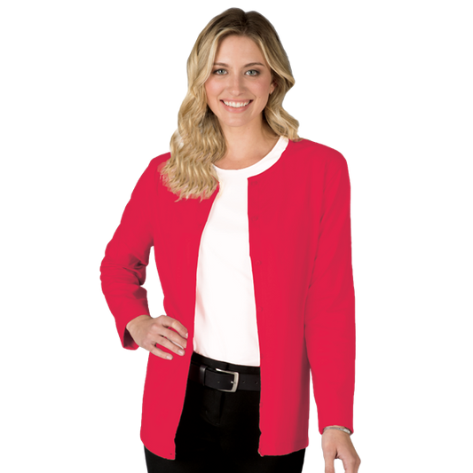 Blue Generation Ladies' L/S Button Front Cardigan - BG4701C - Clearance - Red (XS, S, 4XL)