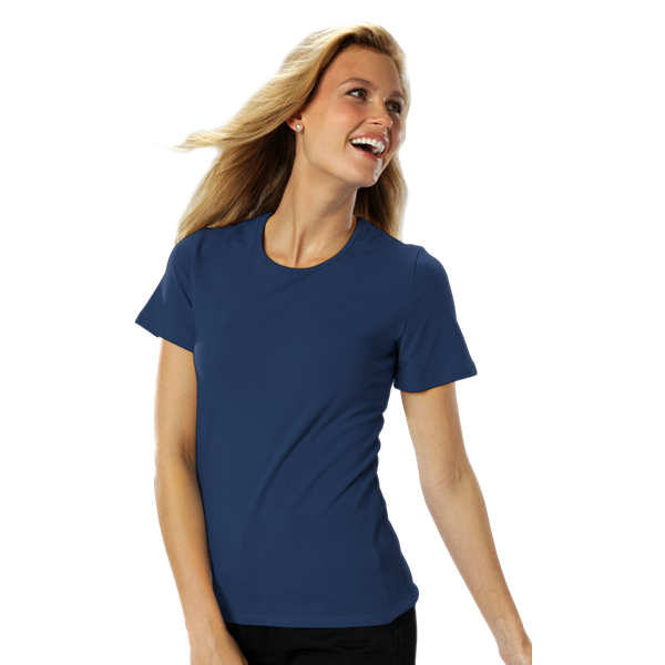 Blue Generation Ladies' S/S Jewelneck Tee - BG4702C - Clearance - Navy (XS, S, M, L, XL, 2XL, 3XL, 4XL)