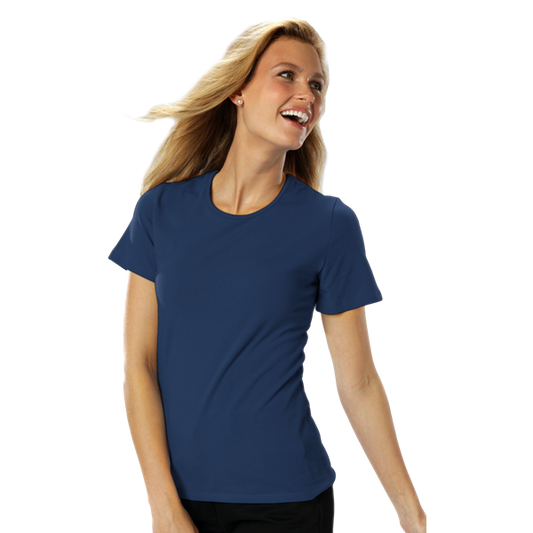 Blue Generation Ladies' S/S Jewelneck Tee - BG4702C - Clearance - Navy (XS, S, M, L, XL, 2XL, 3XL, 4XL)
