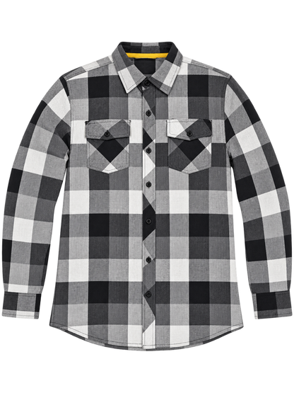 Burnside B8285 - Men's Black & Grey Plaid Flannel Button-Up Shirt - B8285