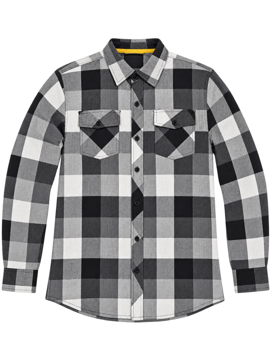 Burnside B8285 - Men's Black & Grey Plaid Flannel Button-Up Shirt - B8285