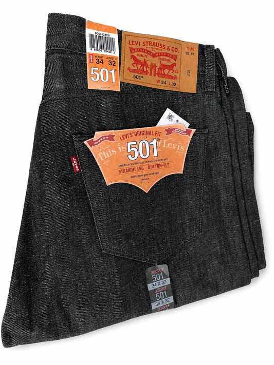 Levi's 501 Original Fit Jeans – Black Wash | Straight Leg | Button Fly 34x32 (00501-2129) (Discontinued) (Clearance)
