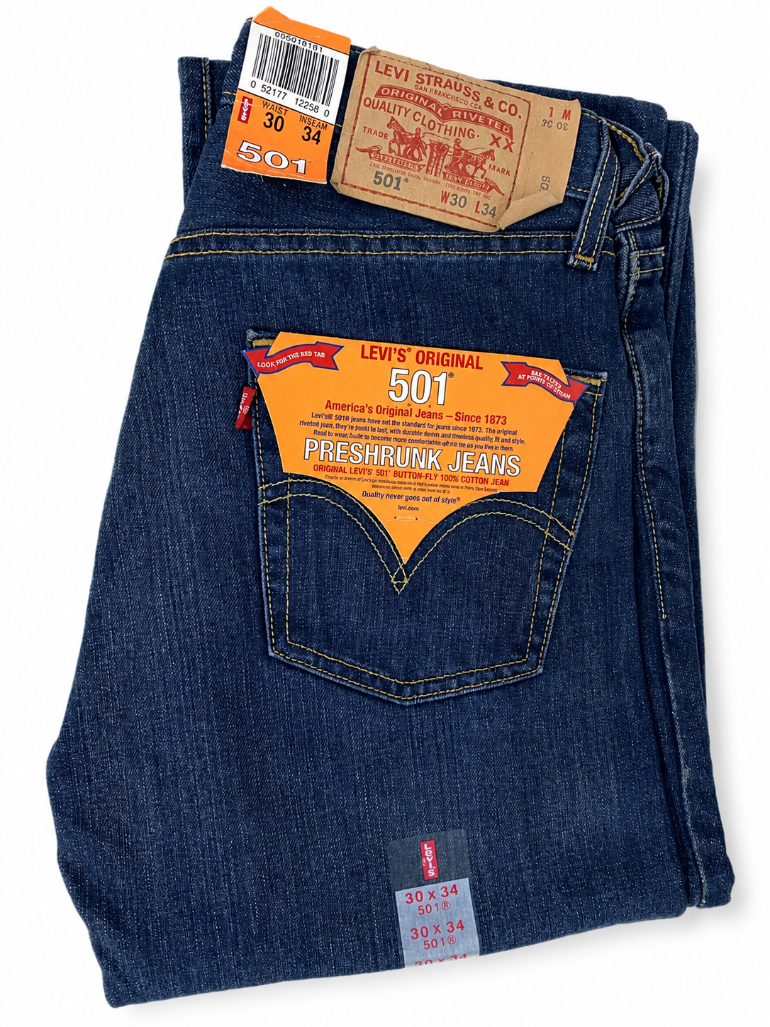 Levi's 501 Original Preshrunk Jeans – Dark Wash – W30 x L34 (Discontinued) (Clearance) (00501-8191)