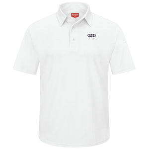 Polo de manga corta Performance Knit® Flex Series Pro para hombre de Audi®, color blanco