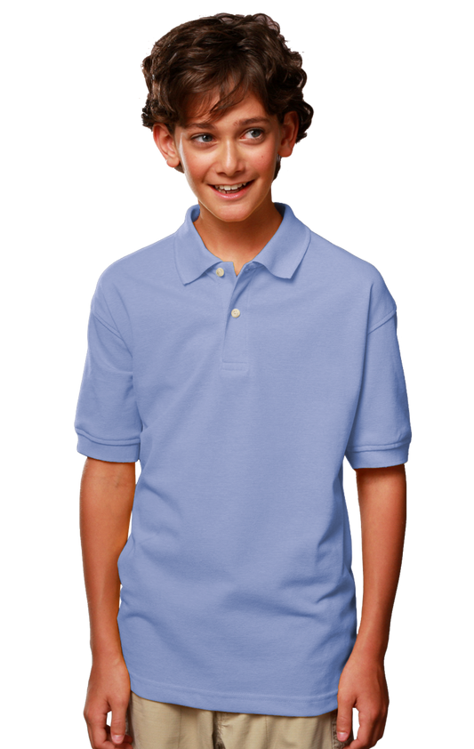 Blue Generation Youth Superblend Short-Sleeve Pique Polo-BG5204 -Light Blue