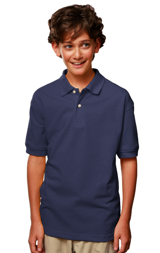 Blue Generation Youth Superblend Short-Sleeve Pique Polo-BG5204 -Navy