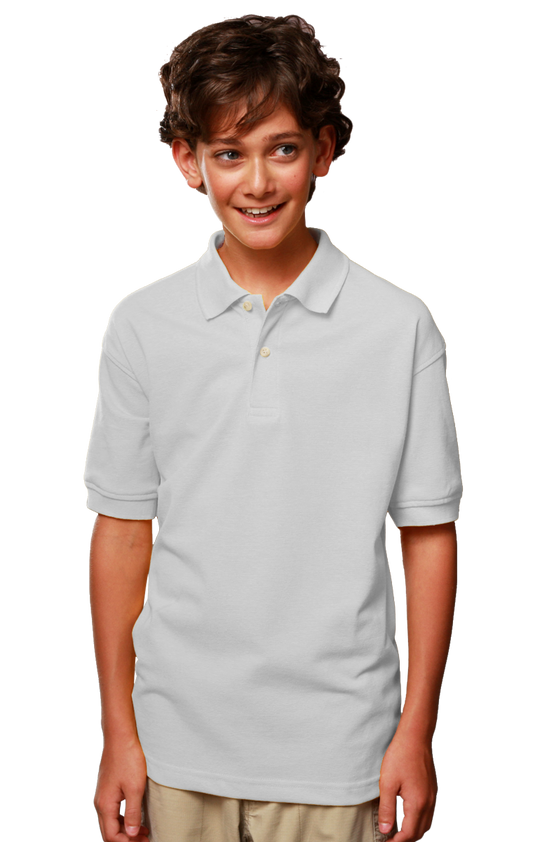 Blue Generation Youth Superblend Short-Sleeve Pique Polo-BG5204 -White
