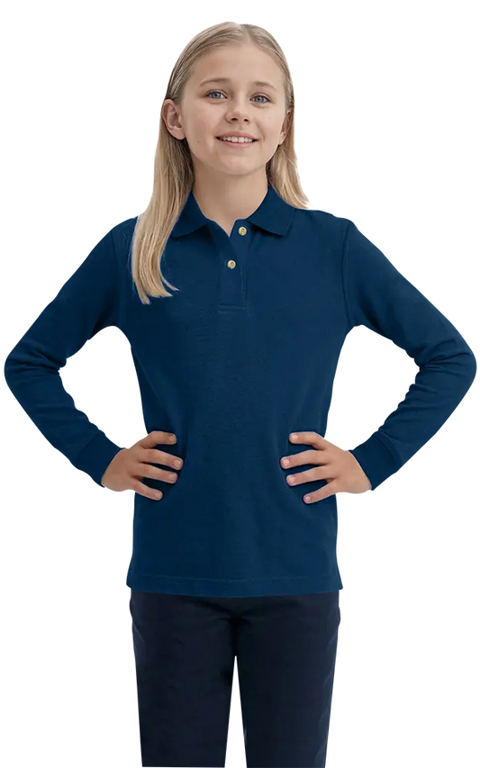 Blue Generation Youth Superblend L/S Pique Polo-BG5207-Navy