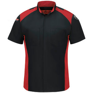 Toyota® Short Sleeve Ripstop Technician Shirt - Maintenance Express Logo - Black with Red Mesh Accents