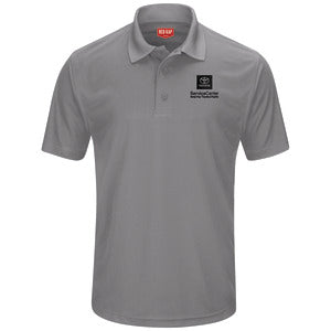 Toyota® Men's Short Sleeve Performance Knit® Pocketless Core Polo - Service Center Logo - Grey - 5518GY