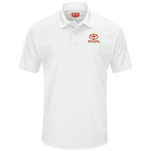 Toyota® Men's Short Sleeve Performance Knit® Pocketless Core Polo - Toyota Logo - White -5522WH
