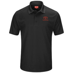Toyota® Men's Short Sleeve Performance Knit® Pocketless Core Polo - Toyota Logo - Black - 5524BK