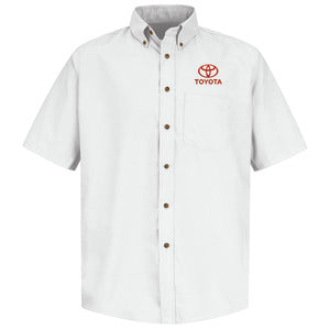Toyota® Men's Short Sleeve Poplin Dress Shirt - Toyota Logo - White -5546WH