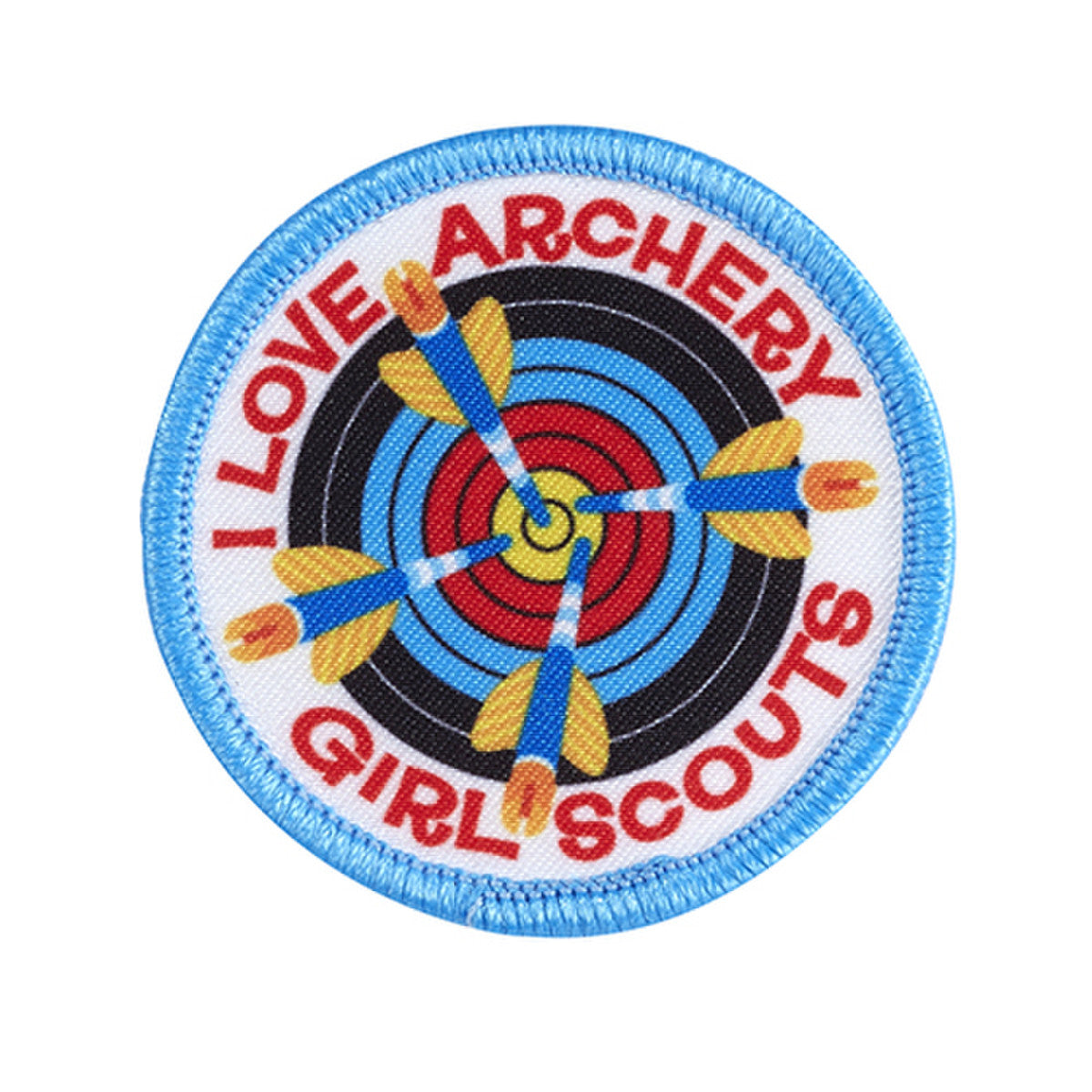 Girl Scouts I Love Archery Iron On Fun Patch