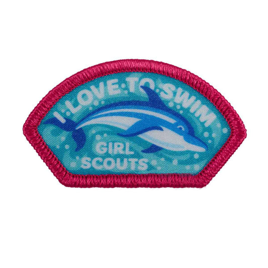 Girl Scouts I Love To Swim Dolphin Sew-On Patch - 57388