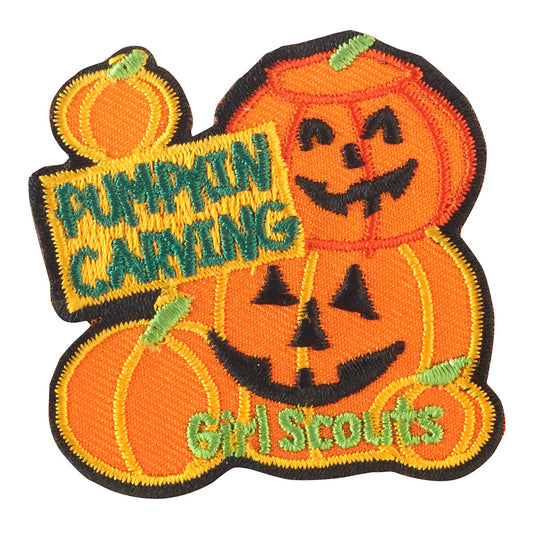 Girl Scouts Pumpkin Carving Iron On Fun Patch