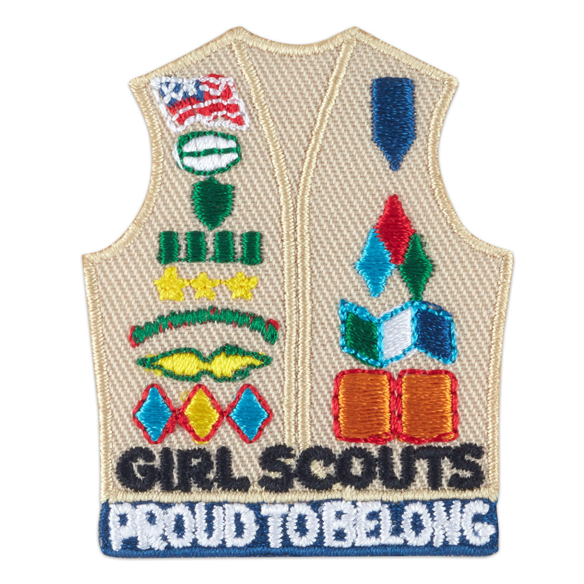 Girl Scouts Cadette, Senior And Ambassador Vest With Insignia Iron On Fun Patch