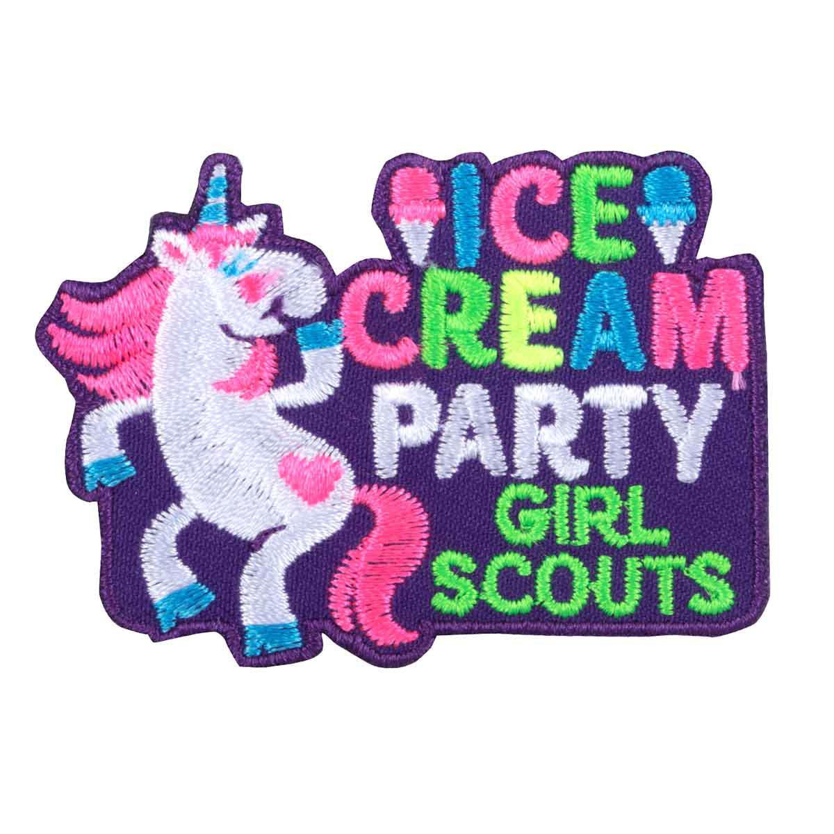 Girl Scouts Unicorn Ice Cream Party Iron On Fun Patch