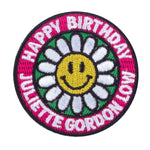 Happy Birthday JGL Smiley Daisy Iron-On Patch