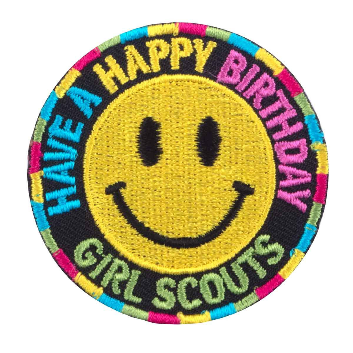 Girl Scouts Happy Birthday Smiley Face Iron On Fun Patch