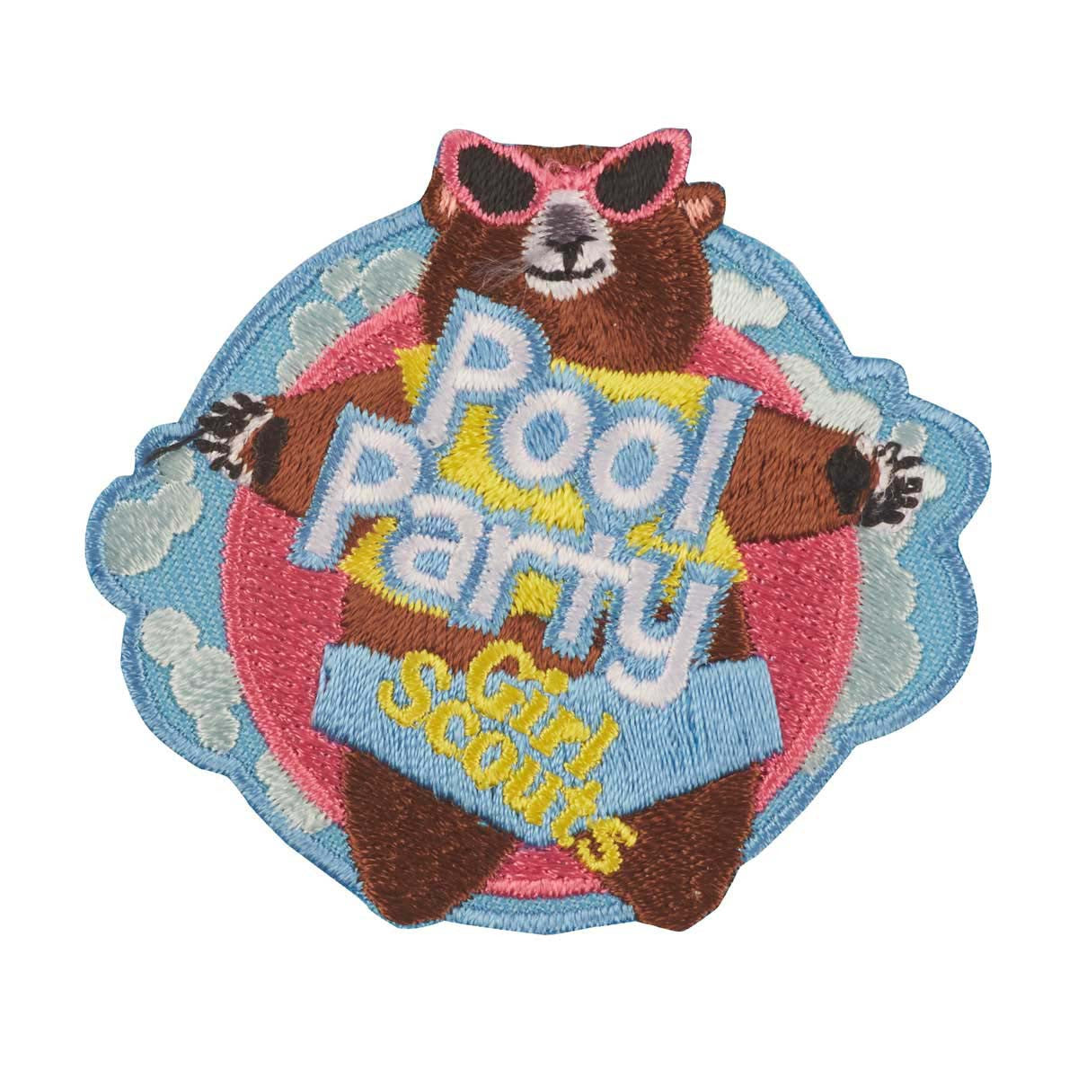 Girl Scouts Pool Party Bear Iron On Fun Patch