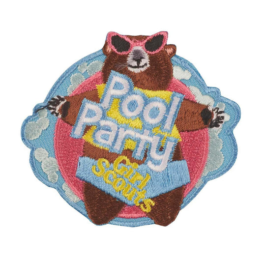 Girl Scouts Pool Party Bear Iron On Fun Patch