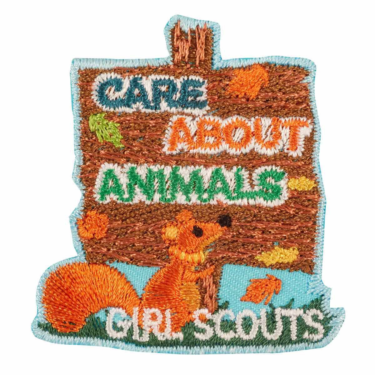 Girl Scouts Care About Animals Iron On Fun Patch