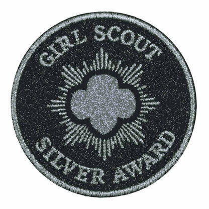 Girl Scouts Silver Award Glitter Iron-On Super Fun Patch