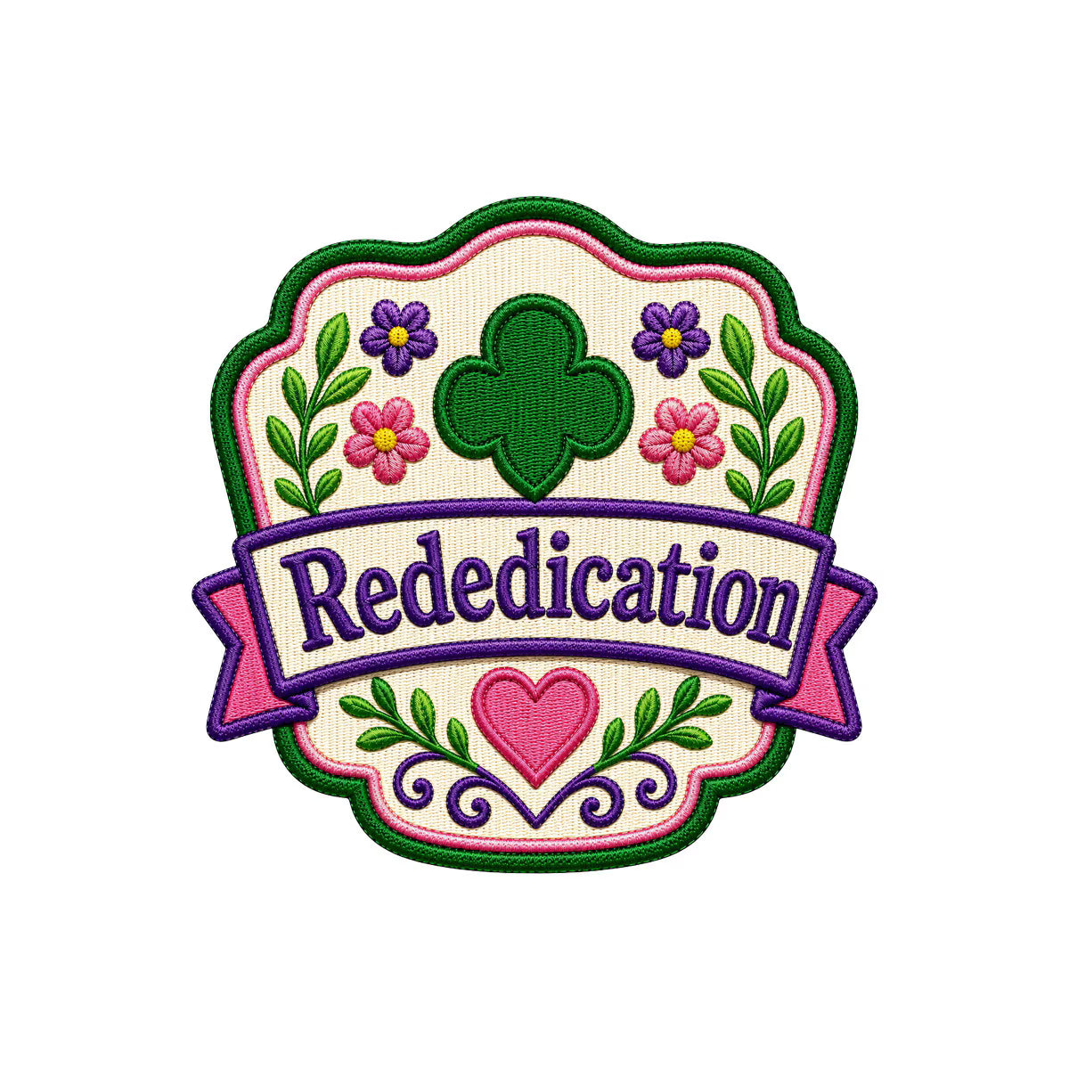 Girl Scouts Rededication Floral Iron-On Patch (New) Available for Back Order  59139