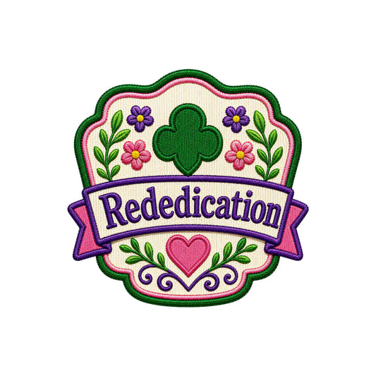 Girl Scouts Rededication Floral Iron-On Patch (New) Available for Back Order - 59139