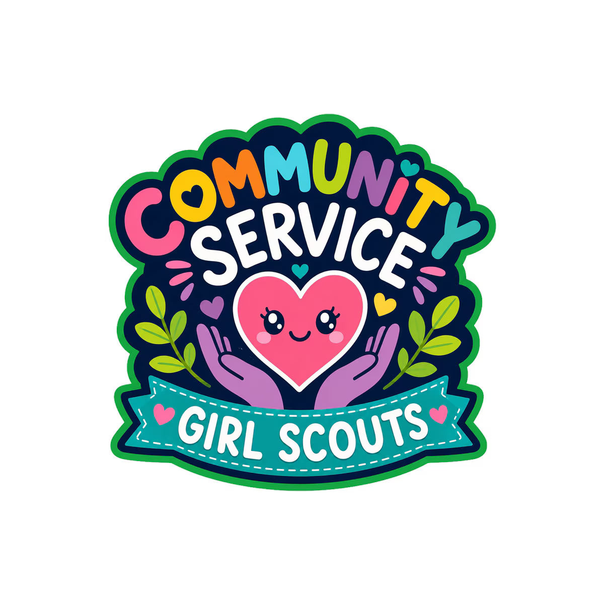 Girl Scouts Community Service Heart Iron-On Patch - 59159