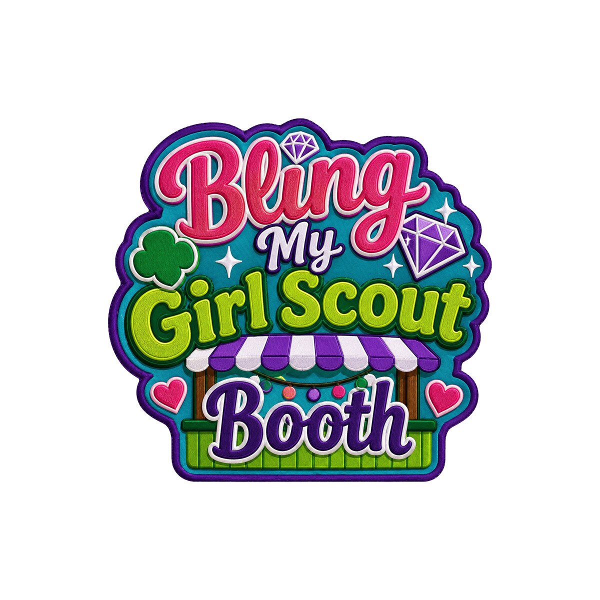 Girl Scouts Bling My Cookie Booth Iron-On Patch  - 59177