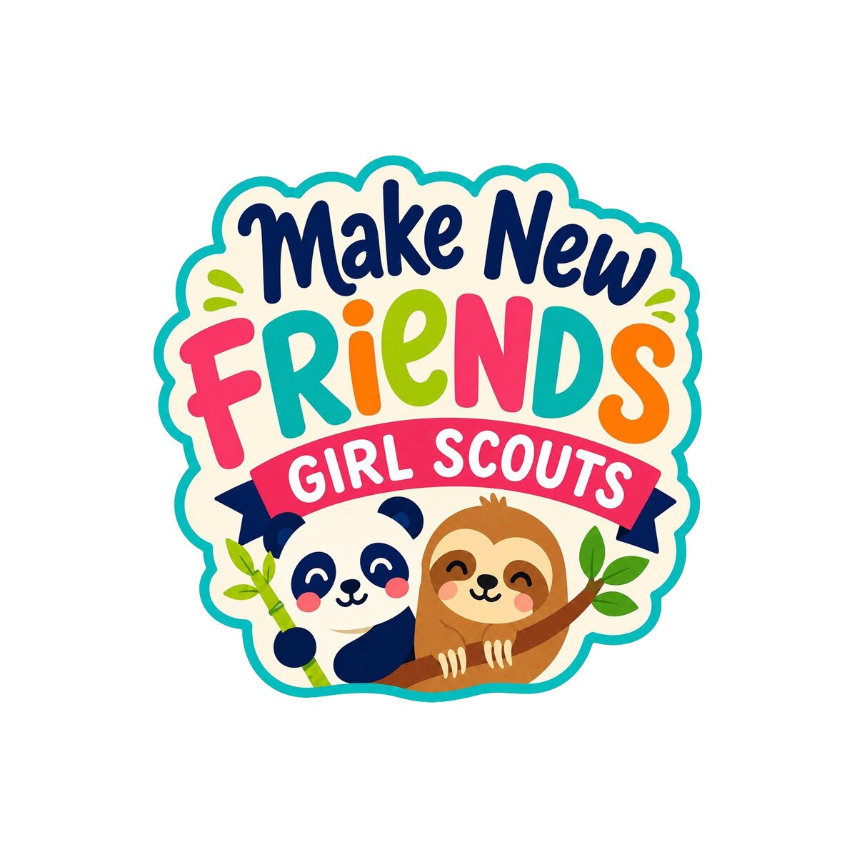Girl Scouts Make New Friends Animals Iron-On Patch - 59197