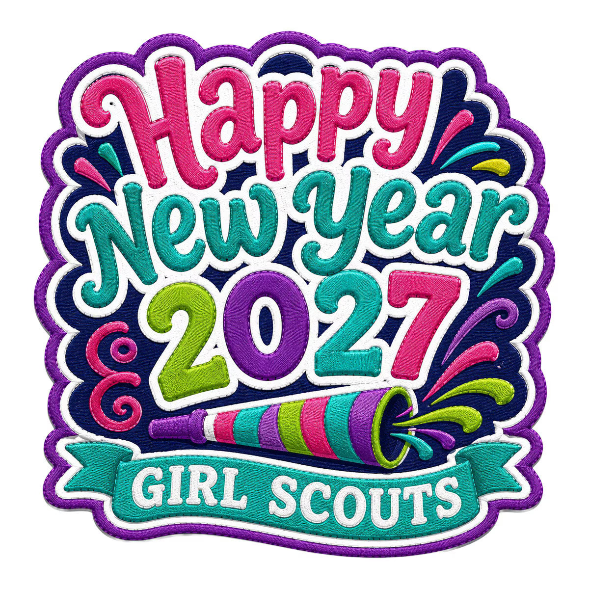 Girl Scouts Happy New Year 2027 Iron-On Patch - 59216
