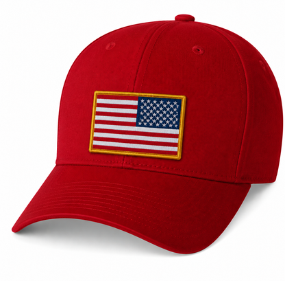 V-Flexfit® Cotton Twill Cap / American Flag Embroidered Patch