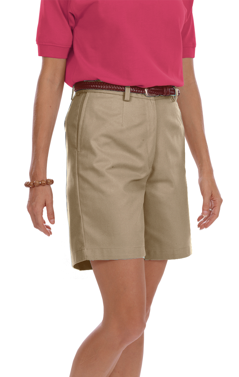 Women Teflon Twill Flat Front Short