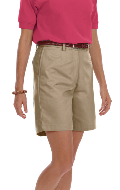 Women Teflon Twill Flat Front Short