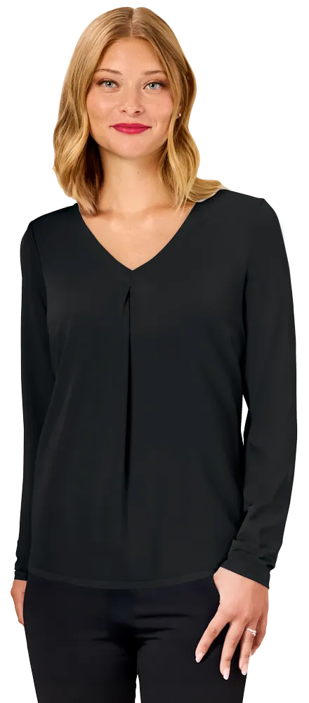 Blue Generation Ladies' Matte Jersey Pleated V-Neck-BG6011