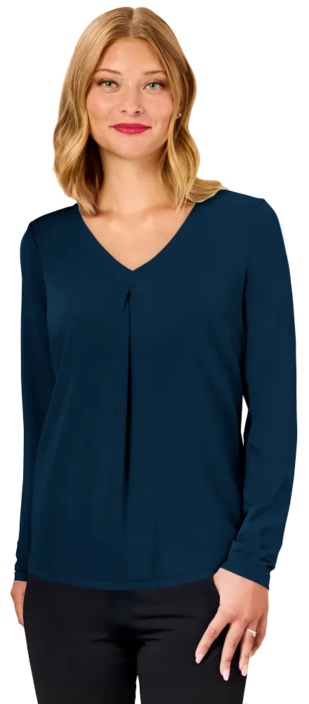 Blue Generation Ladies' Matte Jersey Pleated V-Neck-BG6011