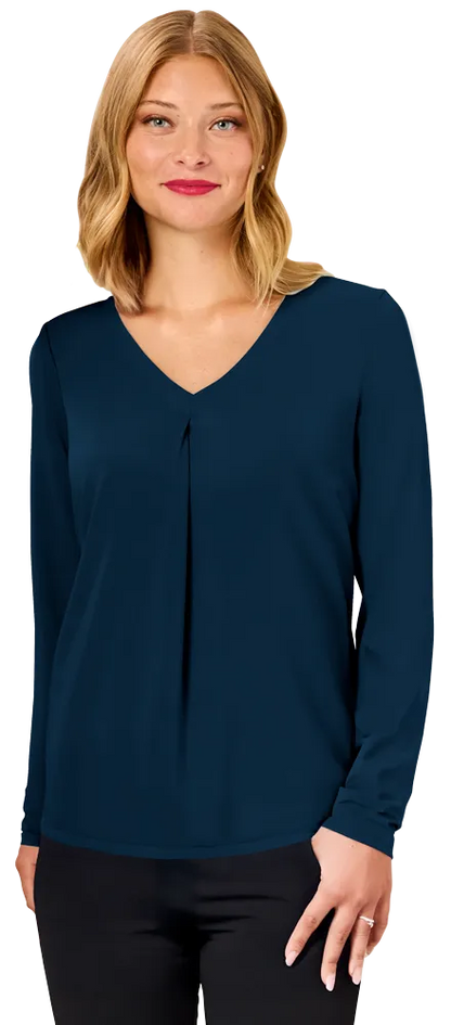Blue Generation Ladies' Matte Jersey Pleated V-Neck-BG6011