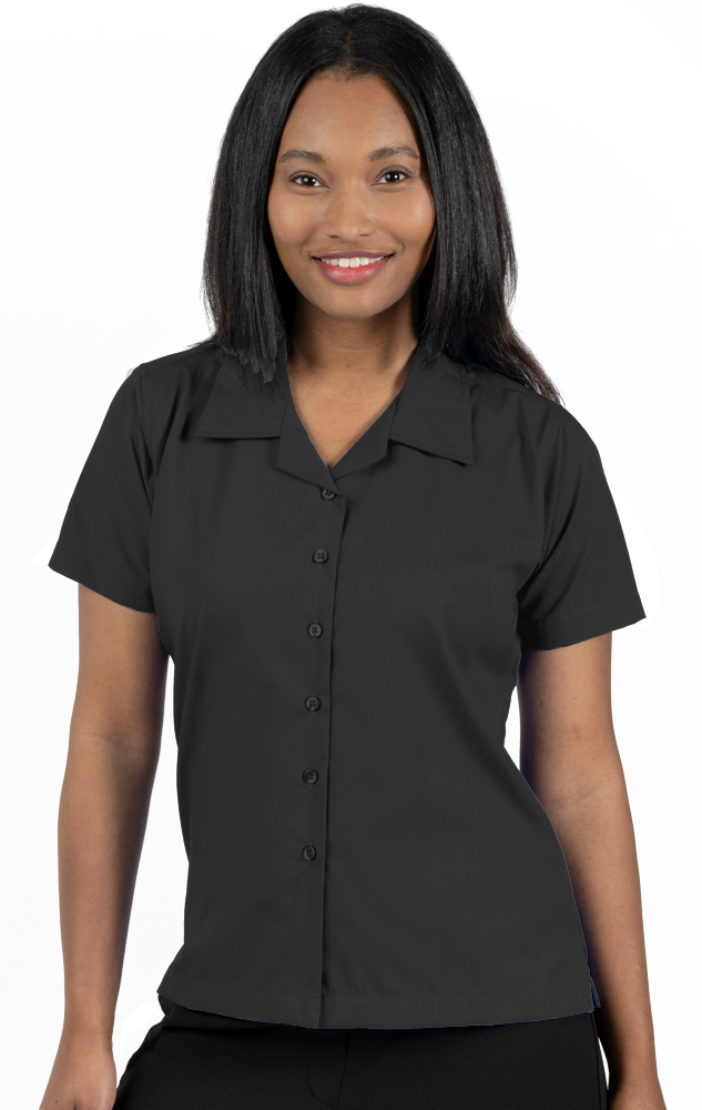 Blue Generation Ladies' Solid Poplin Camp Shirt-BG6100