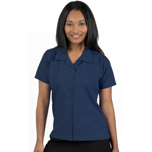 Blue Generation Ladies' Solid Poplin Camp Shirt - BG6100C - Clearance - Navy (XS, S, 3XL)