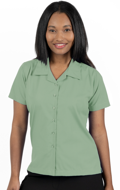 Blue Generation Ladies' Solid Poplin Camp Shirt-BG6100