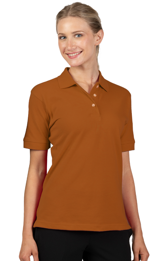 Blue Generation Ladies' 100% Cotton Pique Polo-BG6201 Burnt Orange