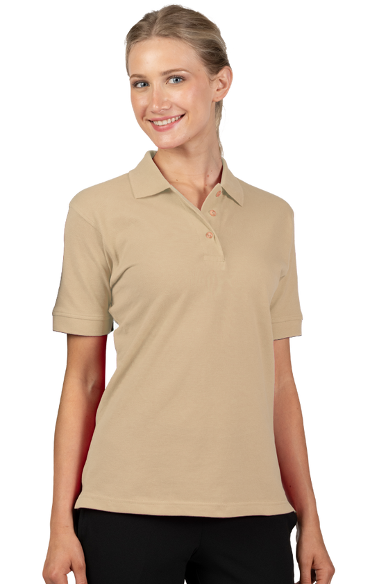 Blue Generation Ladies' 100% Cotton Pique Polo-BG6201 Natural