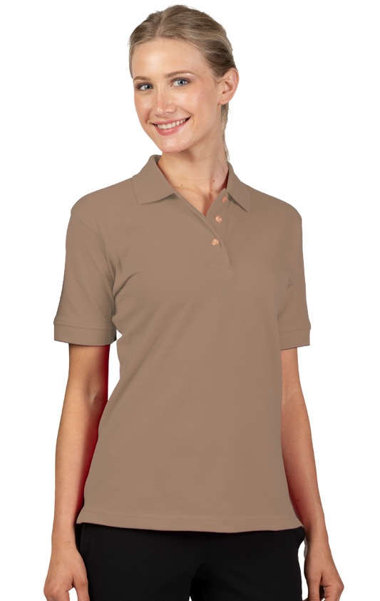 Blue Generation Ladies' 100% Cotton Pique Polo-BG6201 Tan
