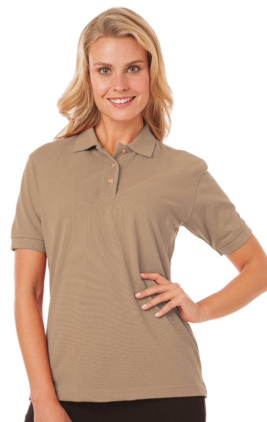 Blue Generation Ladies' Superblend Short-Sleeve Pique Polo-BG6204 -Tan