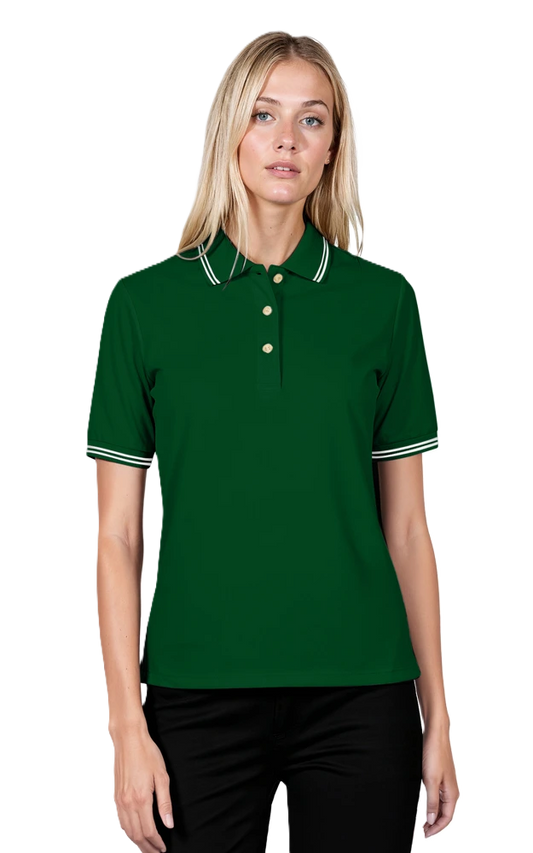 Blue Generation Ladies' Superblend Tipped Pique Polo-BG6205 -Hunter Pearl