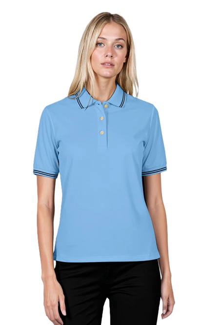 Blue Generation Ladies' Superblend Tipped Pique Polo-BG6205