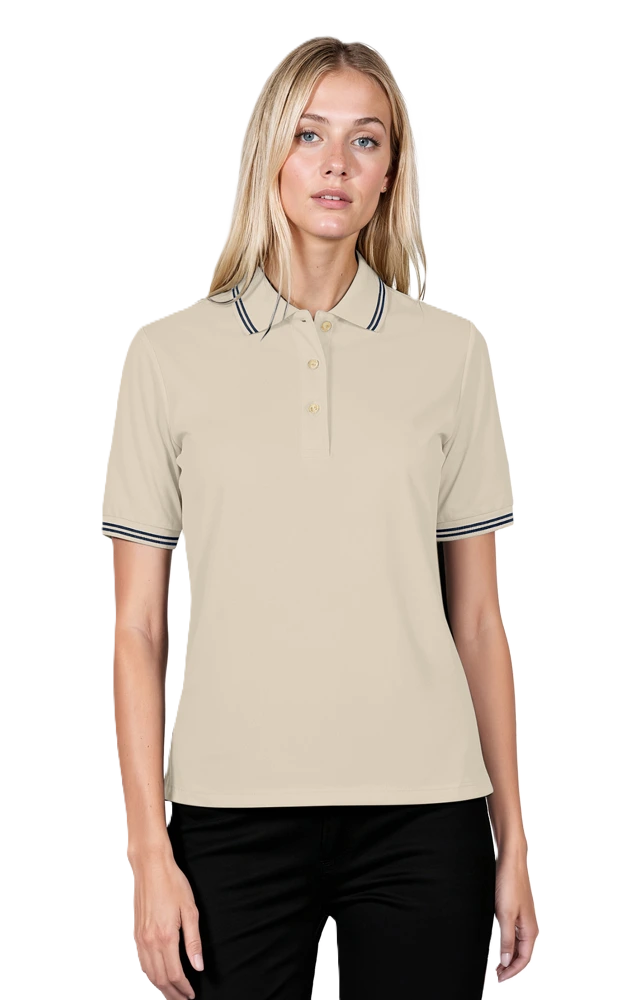 Blue Generation Ladies' Superblend Tipped Pique Polo-BG6205